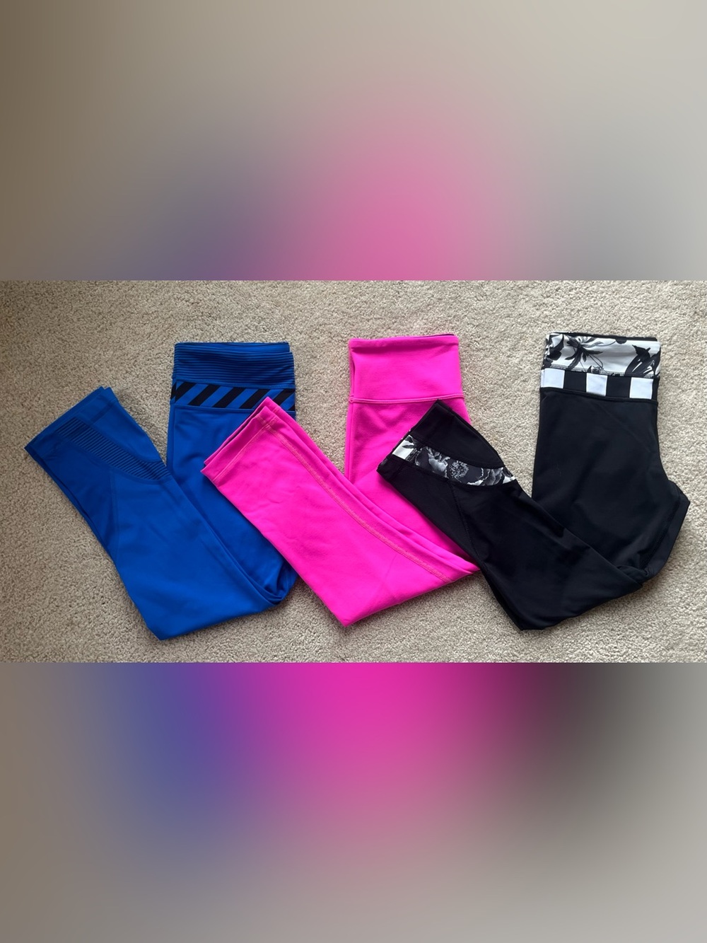 lululemon athletica Women's Active Leggings - Hot Pink, Cobalt Blue, Black